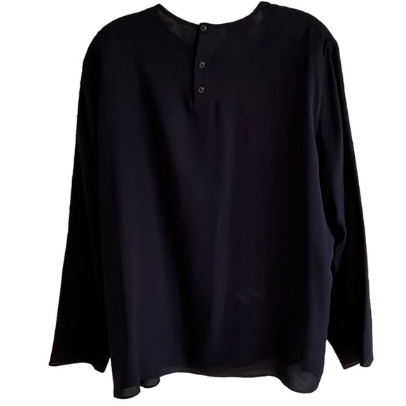 Giorgio Armani Vintage Silk Tunic Sheer Black Blouse Classic Y2K Women’s Size 14 - Picture 3 of 8